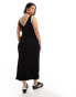 Фото #4 товара ASOS DESIGN Curve knitted moss stitch maxi dress with contrast trims in black and white