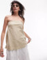 Topshop linen longline bandeau in sand Бежевый, 32 - фото #1