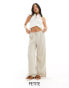 Фото #1 товара Stradivarius Petite crinkle pull on trouser in stone