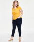 Plus Size Lace-Up-Neck Short-Sleeve Top, Created for Macy's
