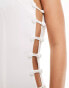 Aria Cove exclusive high neck open button side detail mini dress in white