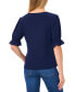 Women's Puff-Sleeve Button-Shoulder Knit Top