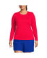 Фото #1 товара Plus Size Crew Neck Long Sleeve Rash Guard UPF 50 Swim Tee