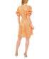 ფოტო #4 პროდუქტის Women's Printed V-Neck Tiered Bubble Puff Sleeve Mini Dress