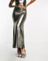 Miss Selfridge column maxi skirt co-ord in gold metallic