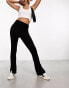 In The Style split hem high waist flare trousers in black