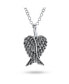 ფოტო #1 პროდუქტის Amulet Feathered Heart Guardian Angel Wing Pendant Necklace For Women Teen Antiqued .925 Sterling Silver Small