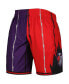 Men's Purple, Red Toronto Raptors Hardwood Classics 1998 Split Swingman Shorts