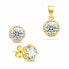 Sparkling gold-plated jewelry set with zircons SET230Y (earrings, pendant)