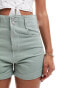 Levi's mom contrast stitch overdye denim shorts in light green