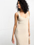 Фото #1 товара NA-KD x Lillie Grace ribbed side slit maxi dress in beige