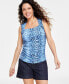 Women's Printed Draped-Front Sleeveless Top, Created for Macy's