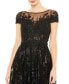 ფოტო #3 პროდუქტის Women's Embellished Floral Cap Sleeve A Line Gown