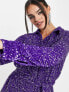 & Other Stories all over sequin mini shirt dress in purple