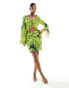 Фото #2 товара YAS tie side wrap mini skirt co-ord in lime print - MULTI