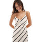 Фото #2 товара Pretty Lavish satin slip maxi dress in asymmetric stripe