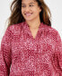 ფოტო #3 პროდუქტის Plus Size Printed V-Neck 3/4 Sleeve Top, Created for Macy's