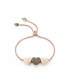 Фото #1 товара Luv Me Love Heart Ruby Fuchsite Gemstone Rose Gold Plated Silver Adjustable Bracelet