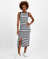 ფოტო #1 პროდუქტის Women's Striped Ribbed Slit Midi Dress