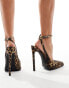 Simmi London Wide Fit Landen heeled court shoe in Leopard with gems