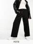 Фото #1 товара Miss Selfridge Petite tailored wide leg trouser in black - BLACK