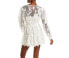 Hemant and Nandita Womens Crochet Long Sleeve Mini Dress White Size Large