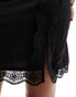 Фото #3 товара Monki lace trim mini skirt with thigh split in black