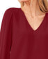 Фото #3 товара Women's Solid Long Sleeve V-Neck Tie Cuff Blouse