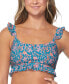 ფოტო #1 პროდუქტის Juniors' Lily Floral-Print Ruffle Bikini Top
