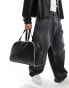 Фото #1 товара ASOS DESIGN faux leather holdall bag in black with white contrast piping