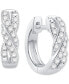 ფოტო #1 პროდუქტის Diamond Twist Huggie Hoop Earrings (1/10 ct. t.w.) in 10k White Gold