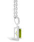 ფოტო #3 პროდუქტის Peridot (1-2/3 ct. t.w.) and Lab Grown Sapphire (1/5 ct. t.w.) Halo Pendant Necklace in 10K White Gold