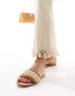 New Look Wide Fit flat sandal with raffia pattern in tan