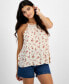 ფოტო #1 პროდუქტის Juniors' Crochet-Trim High-Neck Tank Top