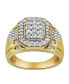 Фото #5 товара Hexonic Premium Natural Certified Diamond 1.50 cttw Round Cut 14k Yellow Gold Statement Ring for Men