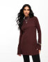 ASOS DESIGN super soft brushed rib split hem long line top in chocolate