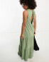 Фото #2 товара ASOS DESIGN sleeveless tiered maxi dress in khaki