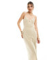 Pretty Lavish contrast trim satin slip midaxi dress in gold