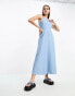 Фото #6 товара Selected Femme halterneck denim maxi dress in blue