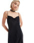 Weekday Lava satin midi slip dress with seam detail in black Черный, L - EU 44-46 - фото #4