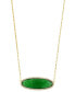 ფოტო #1 პროდუქტის EFFY® Dyed Jade & Diamond (1/5 ct. t.w.) Oval Pendant Necklace in 14k Gold, 16" + 2" extender