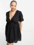 River Island Plus broderie mini dress in black