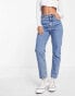 Фото #1 товара Pull&Bear high waisted mom jean in medium blue