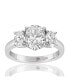 ფოტო #1 პროდუქტის Suzy Levian Sterling Silver White Oval Cut Cubic Zirconia 3-Stone Engagement Ring