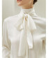 Silk Turtleneck Ribbon Blouse for Women