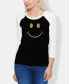 ფოტო #1 პროდუქტის Women's Raglan Be Happy Smiley Face Word Art T-shirt