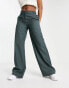 Фото #8 товара Weekday Riley wide leg trouser in dark grey