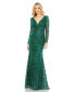 Фото #1 товара Women's Embellished Wrap Over Long Sleeve Gown