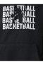 Kapşonlu Basketbol Temalı Baskılı Kanguru Cepli Sweatshirt