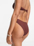 Фото #3 товара Miss Selfridge mix and match V shape bikini bottom in chocolate